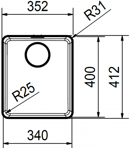 FRANKE Kchensple Mythos MYX 210-34 Einbausple Slimtop / Flchenbndig mit Siebkorb als Druckknopfventil