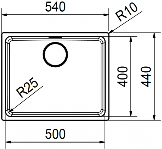 FRANKE Kchensple Mythos MYX 110-50 Unterbausple (Montage unter die Arbeitsplatte) mit Integralablauf und Siebkorb als Druckknopfventil