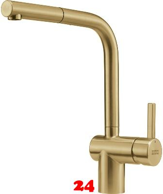 FRANKE Kchenarmatur Atlas Neo Einhebelmischer Edelstahl Champagne Gold (PVD) mit Schlauchbrause 180 schwenkbar mit Laminar Perlator