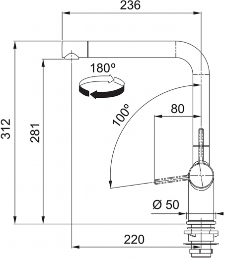 FRANKE Kchenarmatur Active L Einhebelmischer White Matt mit Festauslauf 180 schwenkbarer Auslauf mit Laminar Strahlregler