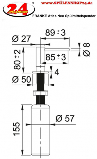 FRANKE Seifenspender Atlas Neo Copper (PVD) Splmittelspender / Dispenser mit Druckbettigung