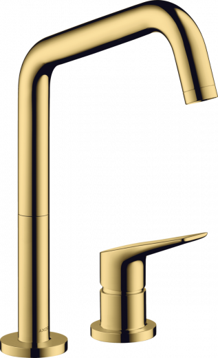 AXOR Kchenarmatur Citterio M Polished Gold Optic PVD Einhebelmischer als 2-Loch Armatur 240 mit Festauslauf Schwenkbereich einstellbar (34820990)
