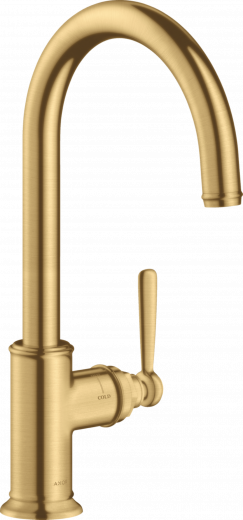 AXOR Kchenarmatur Montreux Brushed Gold Optic PVD Einhebelmischer 260 mit Festauslauf Schwenkbereich einstellbar (16580250)