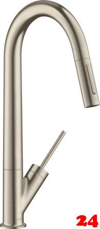 AXOR Kchenarmatur Starck Brushed Nickel PVD Einhebelmischer 270 mit Ausziehbrause mit Joystick-Bedienung (10821820)