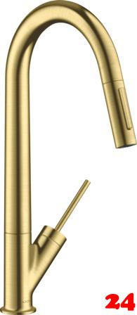 AXOR Kchenarmatur Starck Brushed Brass PVD Einhebelmischer 270 mit Ausziehbrause mit Joystick-Bedienung (10821950)