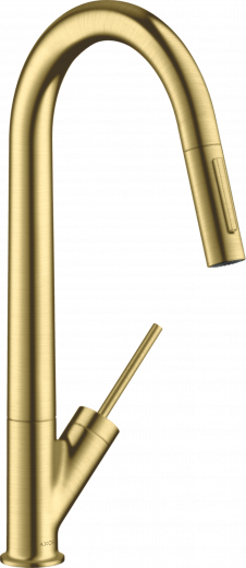 AXOR Kchenarmatur Starck Brushed Brass PVD Einhebelmischer 270 mit Ausziehbrause mit Joystick-Bedienung (10821950)