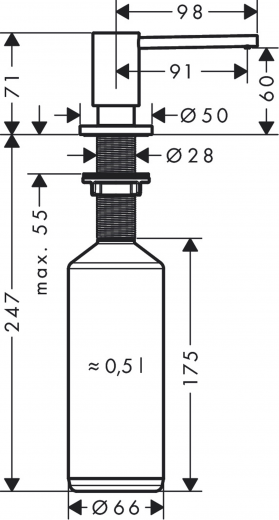 AXOR Uno Seifenspender Mattschwarz Splmittelspender / Dispenser mit Druckbettigung (42818670)