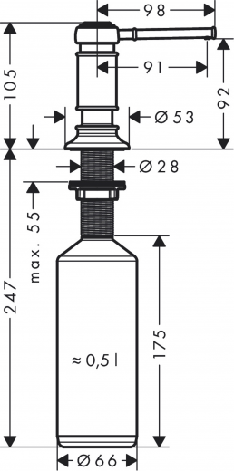 AXOR Montreux Seifenspender Edelstahl Finish Splmittelspender / Dispenser mit Druckbettigung (42018800)