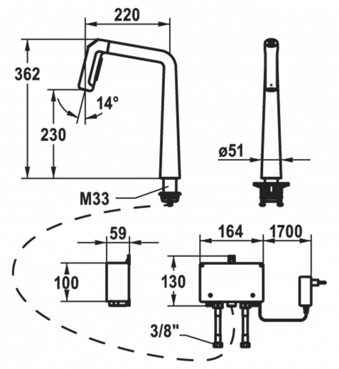 KWC Kchenarmatur Kio 10.481.232.127FL IntelligentControl - Elektronische Steuerung Decor Steel mit Zugauslauf und Brausefunktion