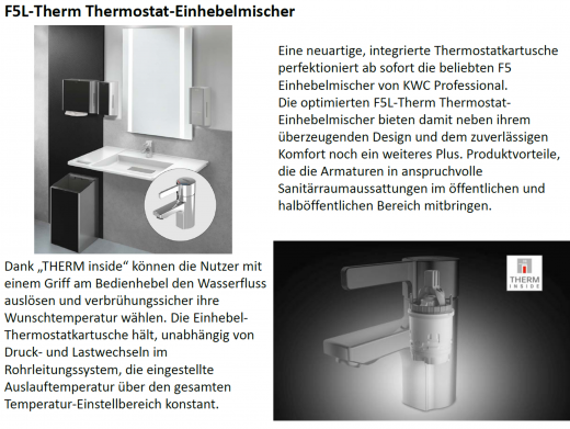 KWC PROFESSIONAL F5L-Med Therm Thermostat Einhebel-Standbatterie F5LT1010 Barrierefrei DN 15 Vorrichtung fr optionale Hygieneeinheit