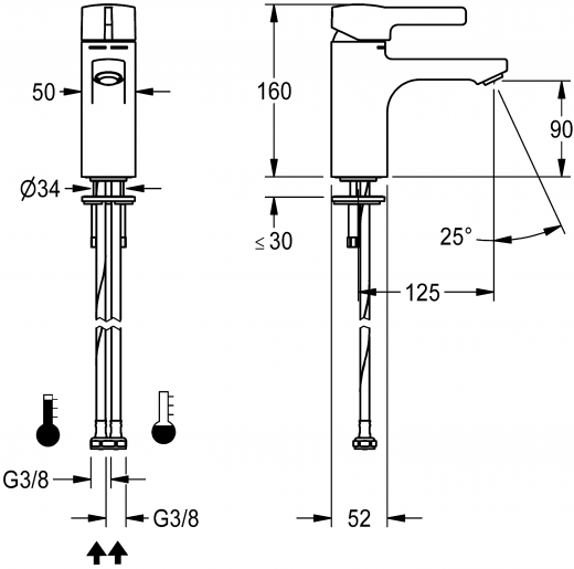 KWC PROFESSIONAL F5L-Mix Einhebel-Standbatterie F5LM1034 DN 15 fr Waschanlagen Vorrichtung fr die optionale Hygieneeinheit