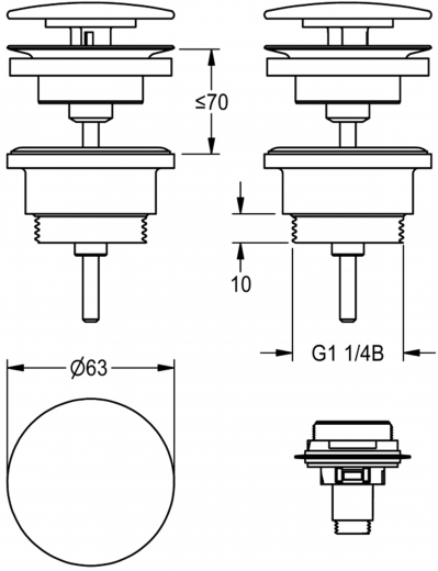 KWC PROFESSIONAL Haubenablaufventil ZANMW0030 verchromt passend QUADROtop, RONDAtop Aufsatzwaschtischen sowie QUADRO-FX