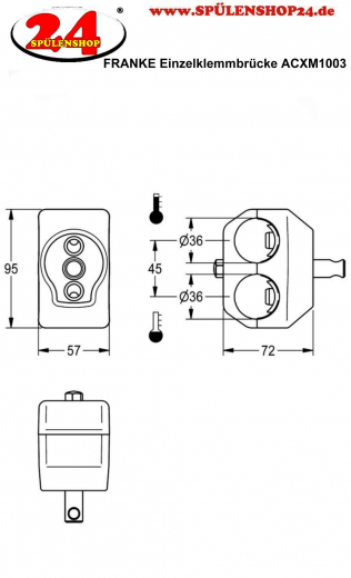 KWC PROFESSIONAL Einzelklemmbrcke ACXM1003 fr Waschbatterien mit bereinander liegenden Wasseranschlssen passend zu Wand-Wascharmaturen