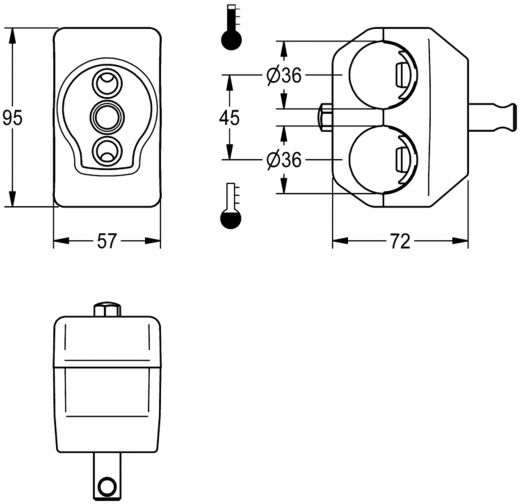 KWC PROFESSIONAL Einzelklemmbrcke ACXM1003 fr Waschbatterien mit bereinander liegenden Wasseranschlssen passend zu Wand-Wascharmaturen