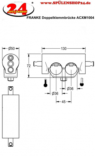 KWC PROFESSIONAL Doppelklemmbrcke ACXM1004 fr Waschbatterien mit bereinander liegenden Wasseranschlssen passend zu Wand-Wascharmaturen