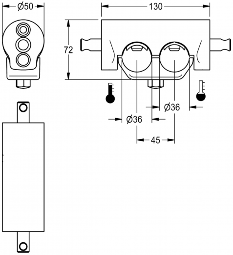 KWC PROFESSIONAL Doppelklemmbrcke ACXM1004 fr Waschbatterien mit bereinander liegenden Wasseranschlssen passend zu Wand-Wascharmaturen