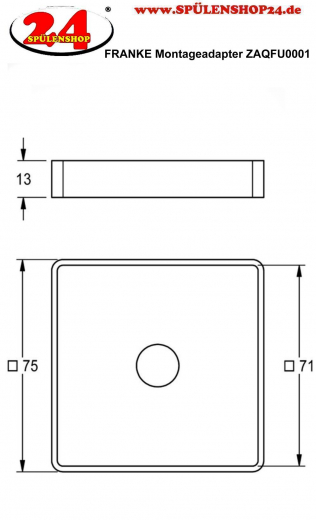 KWC PROFESSIONAL Montageadapter ZAQFU0001 fr mittlere Sttzsule zur Montage von doppelreihigen Armatureneinheiten auf Waschrinne