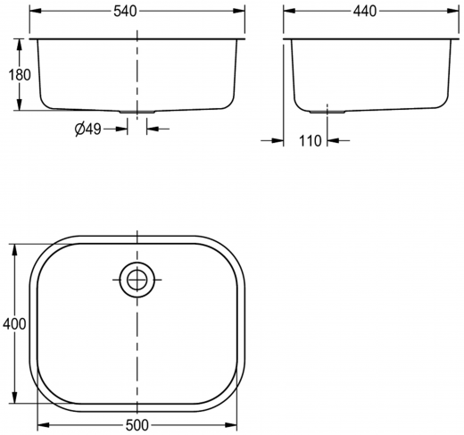 KWC PROFESSIONAL Anima Einlegebecken C20148N Einbaubecken als Mehrzweck- oder Ausgussbecken (Beckentiefe 180mm)