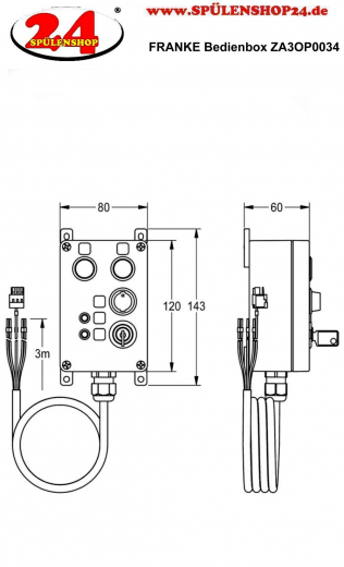 KWC PROFESSIONAL Bedienbox fr ECC2 Funktionscontroller ZA3OP0034 fr die Armaturenebene AQUA 3000 open