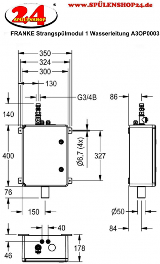 KWC PROFESSIONAL Strangsplmodul fr 1 Wasserleitung A3OP0003 Zur Einbindung in AQUA 3000 open