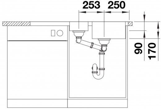 BLANCO Kchensple Lantos II 6 S-IF Edelstahlsple / Einbausple Flachrand mit Siebkorb als Drehknopfventil