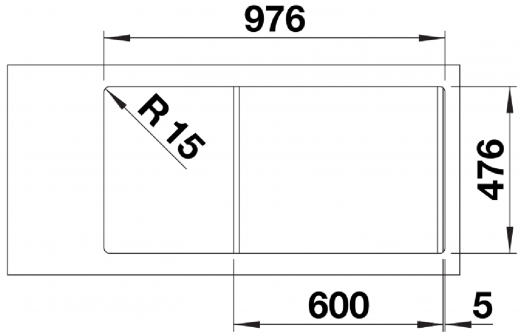 BLANCO Kchensple Lantos II 6 S-IF Edelstahlsple / Einbausple Flachrand mit Siebkorb als Drehknopfventil