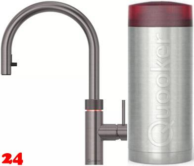 {LAGER} QUOOKER FLEX Combi B Einhebelmischer Zugauslauf Gunmetal & 100C Armatur Kochendwasserhahn (22XGME)