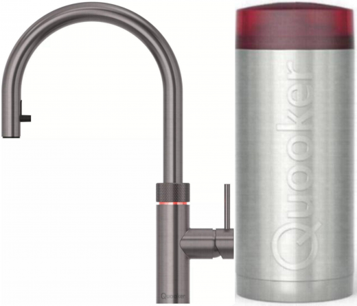 {LAGER} QUOOKER FLEX Combi B Einhebelmischer Zugauslauf Gunmetal & 100C Armatur Kochendwasserhahn (22XGME)