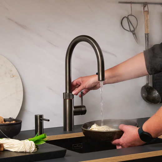 {LAGER} QUOOKER FLEX Combi B Einhebelmischer Zugauslauf Gunmetal & 100C Armatur Kochendwasserhahn (22XGME)