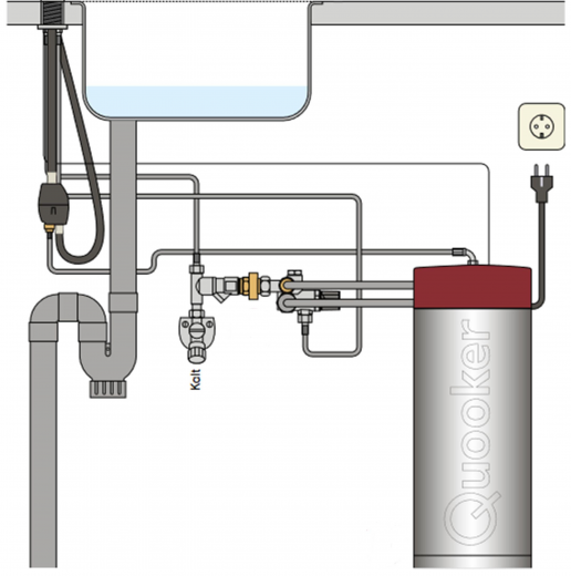 {LAGER} QUOOKER FLEX Combi B Einhebelmischer Zugauslauf Kupfer Rose' & 100C Armatur Kochendwasserhahn (22XRCO)