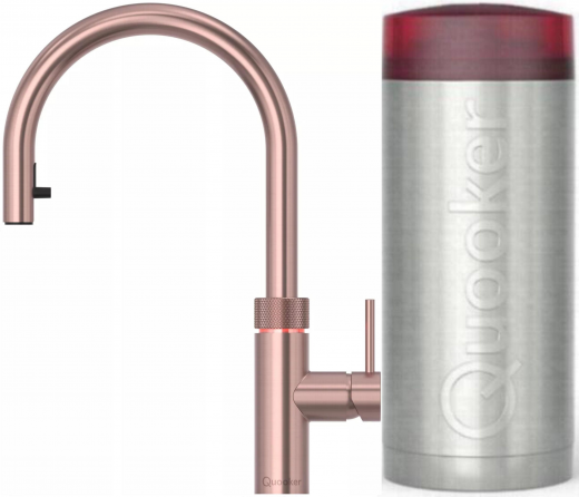 {LAGER} QUOOKER FLEX Combi B Einhebelmischer Zugauslauf Kupfer Rose' & 100C Armatur Kochendwasserhahn (22XRCO)