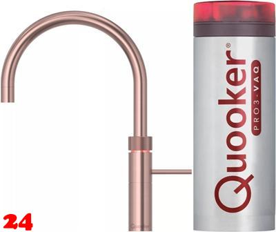 QUOOKER FUSION Round VAQ PRO3 Einhebelmischer Kupfer Rose' PVD & 100C Armatur Kochendwasserhahn (3FRRCO)