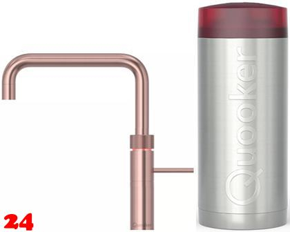 QUOOKER FUSION Square Combi B Einhebelmischer Kupfer Rose' PVD & 100C Armatur Kochendwasserhahn (22FSRCO)