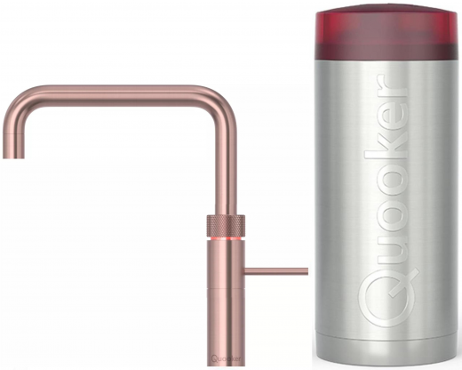 QUOOKER FUSION Square Combi B Einhebelmischer Kupfer Rose' PVD & 100C Armatur Kochendwasserhahn (22FSRCO)