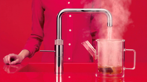 QUOOKER FUSION Square Combi B Einhebelmischer Kupfer Rose' PVD & 100C Armatur Kochendwasserhahn (22FSRCO)