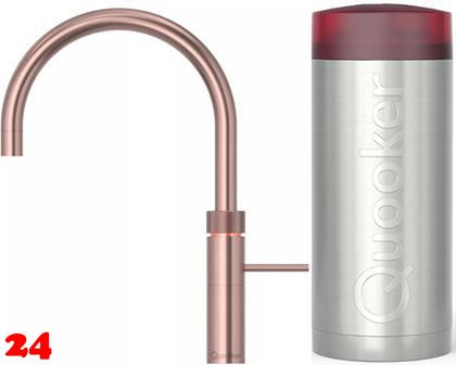 QUOOKER FUSION Round Combi B Einhebelmischer Kupfer Rose' PVD & 100C Armatur Kochendwasserhahn (22FRRCO)