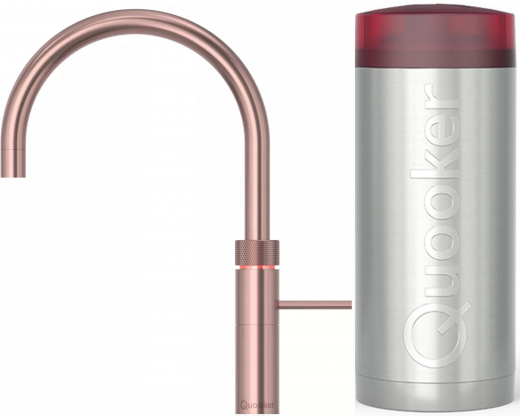 QUOOKER FUSION Round Combi B Einhebelmischer Kupfer Rose' PVD & 100C Armatur Kochendwasserhahn (22FRRCO)