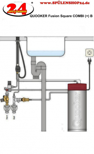 QUOOKER FUSION Square Combi (+) B Einhebelmischer Kupfer Rose' PVD & 100C Armatur Kochendwasserhahn (22+FSRCO)