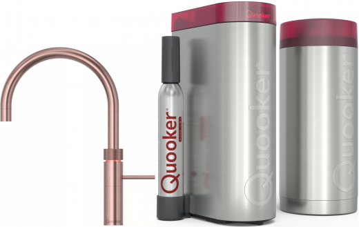 QUOOKER FUSION Round Kupfer Rose' PVD COMBI B mit CUBE 2 *Der Wasserhahn, der alles kann! (22FRRCOCUBE)