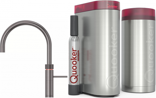 {LAGER} QUOOKER FUSION Round Gunmetal PVD COMBI (+) B mit CUBE 2 *Der Wasserhahn, der alles kann! (22+FRGMECUBE)