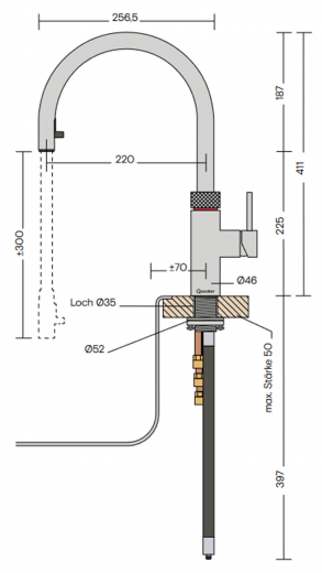 QUOOKER FLEX Zugauslauf Chrom Kchenarmatur mit 5 in 1 Funktion und elektronischer Steuerung (XCHR) {NUR Armatur}