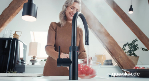 QUOOKER FLEX Zugauslauf Schwarz PVD Kchenarmatur mit 5 in 1 Funktion und elektronischer Steuerung (XBLK) {NUR Armatur}