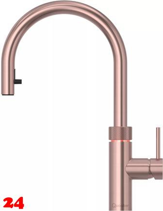 QUOOKER FLEX Zugauslauf Kupfer Rose' PVD Kchenarmatur mit 5 in 1 Funktion und elektronischer Steuerung (XRCO) {NUR Armatur}