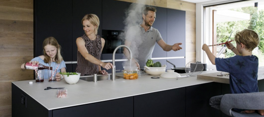 QUOOKER FUSION Round Festauslauf Chrom Kchenarmatur mit 5 in 1 Funktion und elektronischer Steuerung (FRCHR) {NUR Armatur}