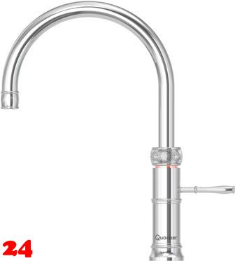 QUOOKER CLASSIC FUSION Round Festauslauf Chrom Kchenarmatur mit 5 in 1 Funktion und elektronischer Steuerung Nostalgieoptik (CFRCHR) {NUR Armatur}