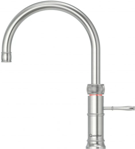 QUOOKER CLASSIC FUSION Round Festauslauf Voll Edelstahl Kchenarmatur mit 5 in 1 Funktion und elektronischer Steuerung Nostalgieoptik (CFRRVS) {NUR Armatur}