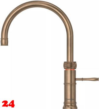 QUOOKER CLASSIC FUSION Round Festauslauf Messing Patina Kchenarmatur mit 5 in 1 Funktion und elektronischer Steuerung Nostalgieoptik (CFRPTN) {NUR Armatur}