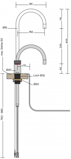 {LAGER} QUOOKER NORDIC Round Festauslauf Chrom Single Tap mit 3 in 1 Funktion und elektronischer Steuerung (NRCHR) {NUR Armatur}