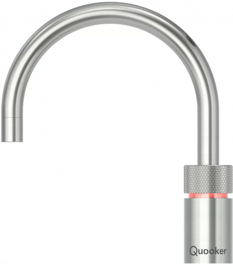 QUOOKER NORDIC Round Festauslauf Voll Edelstahl Single Tap mit 3 in 1 Funktion und elektronischer Steuerung (NRRVS) {NUR Armatur}