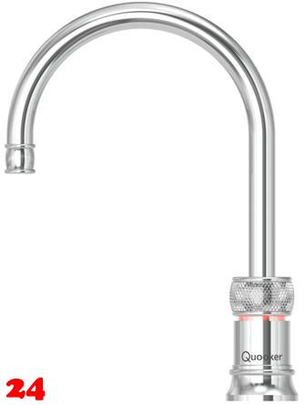 QUOOKER CLASSIC NORDIC Round Festauslauf Chrom Single Tap mit 3 in 1 Funktion und elektronischer Steuerung Nostalgieoptik (CNRCHR) {NUR Armatur}